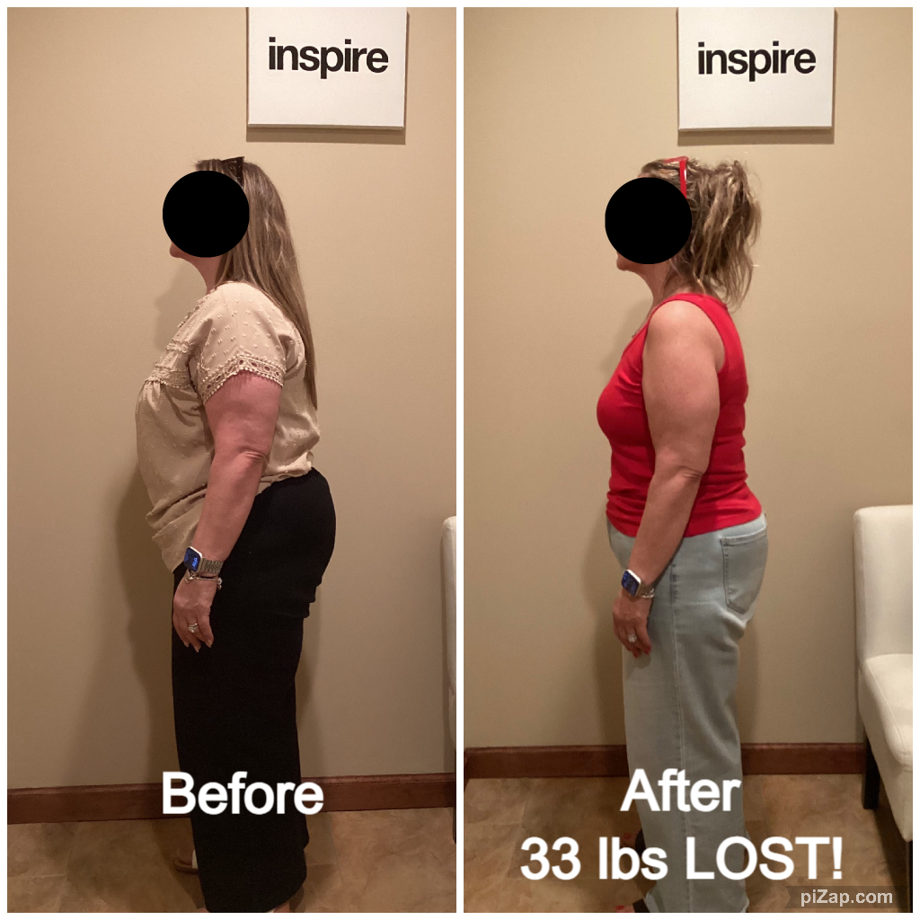 Inspire client GS, lost 33 pounds