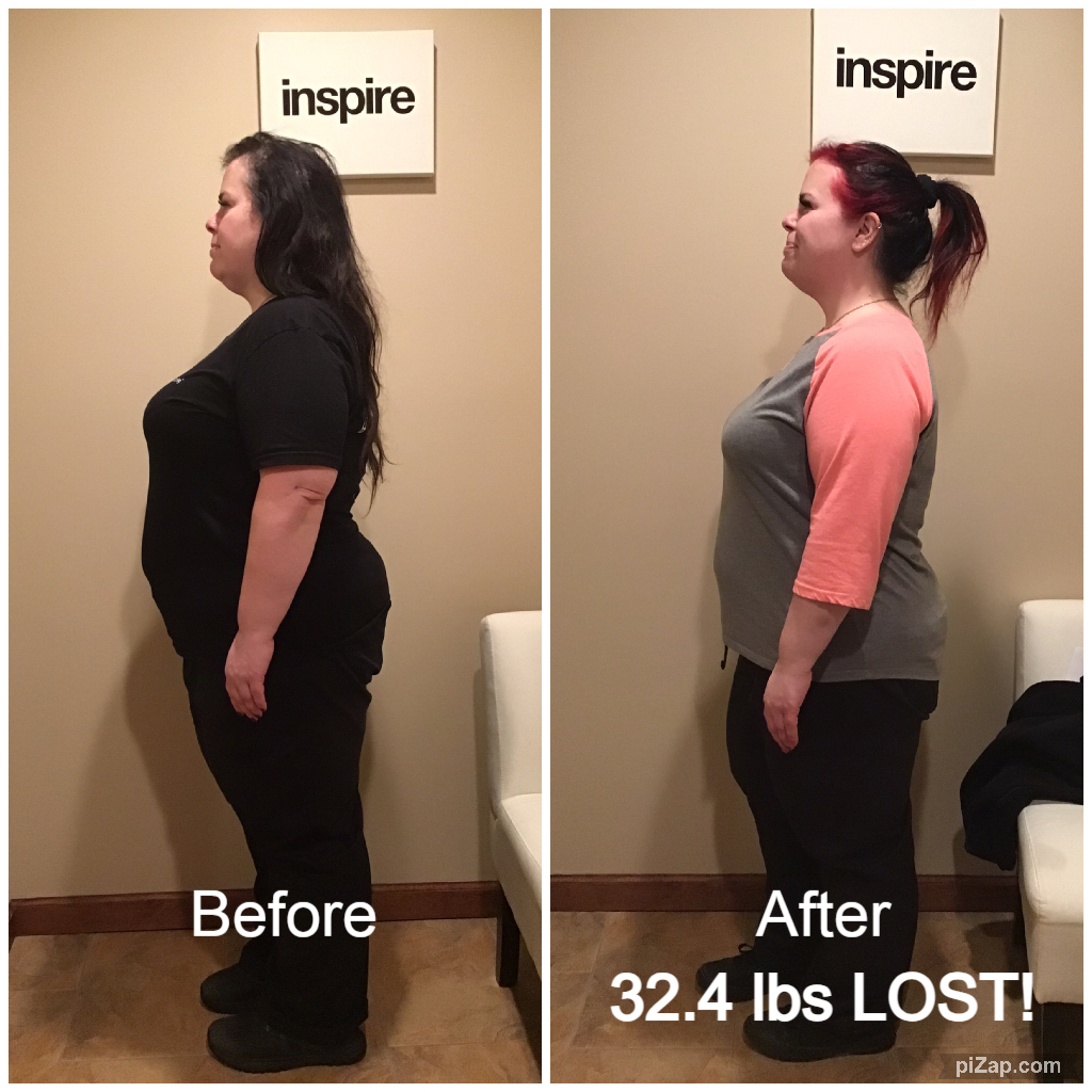 Inspire client VL, lost 32.4 pounds